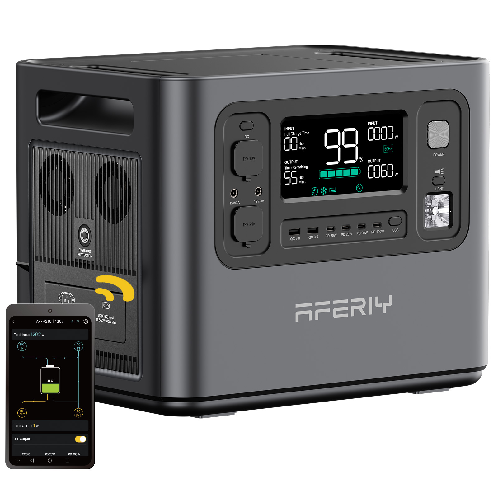 AFERIY P210 Power Station, 2400W / 2048Wh with APP Control