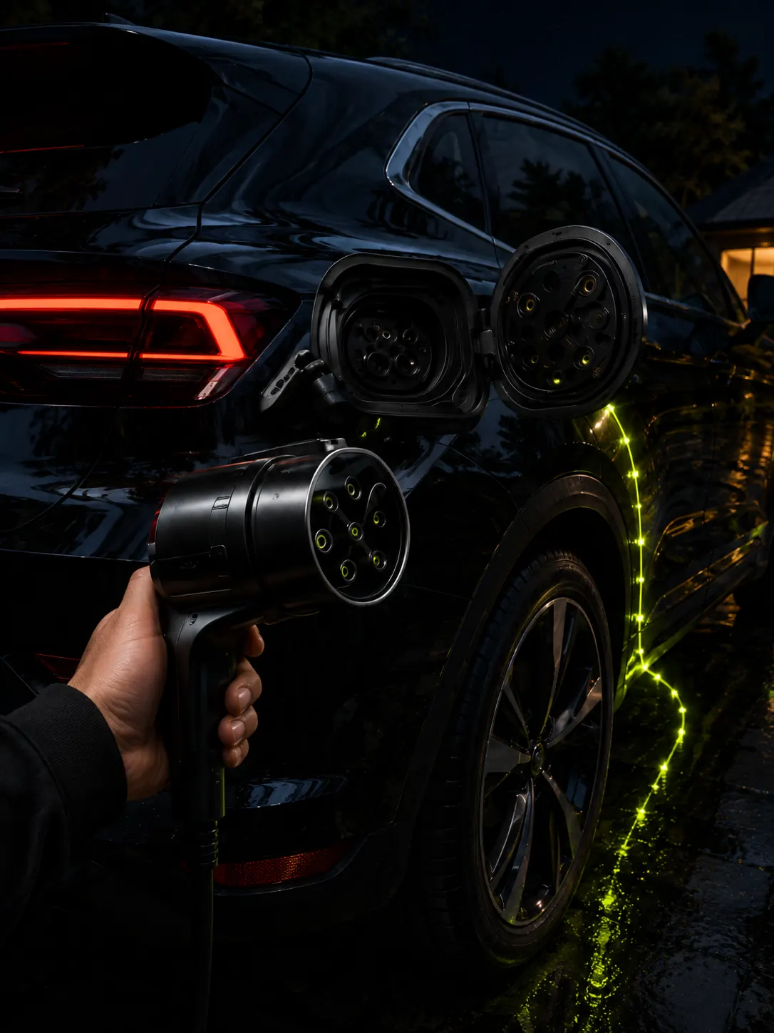 Adapter V2LPower typu 2 łączy się z samochodem elektrycznym