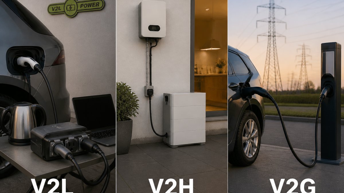 Trenutno gledate V2L, V2H og V2G: Forskelle og anvendelser